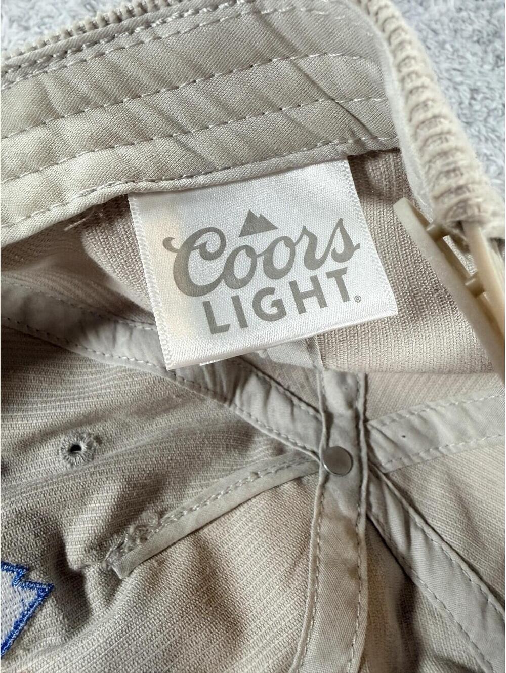 Coors Light Hat Tan Corduroy Vintage Retro Style Script Logo Blue Mountain Cap - Picture 5 of 6